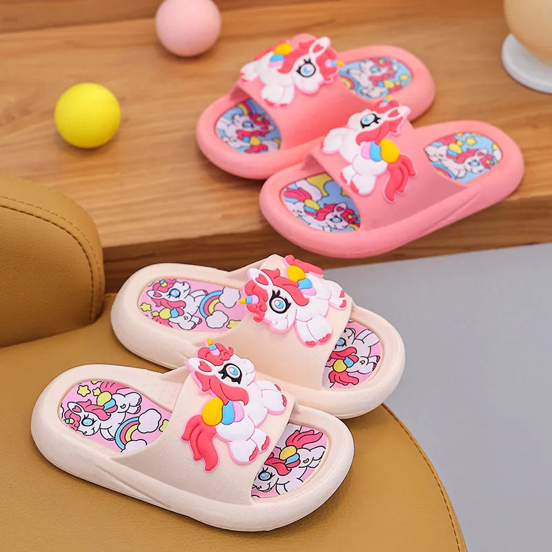Girls Slippers Soft Bottom Anti-Slip Cute Unicorn Bathing