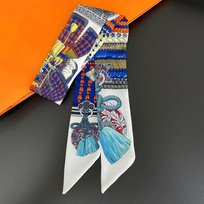 Zebra In Flowers Scarf Luxury Silk Scarf Hair Headband Foulard Skinny Scarves