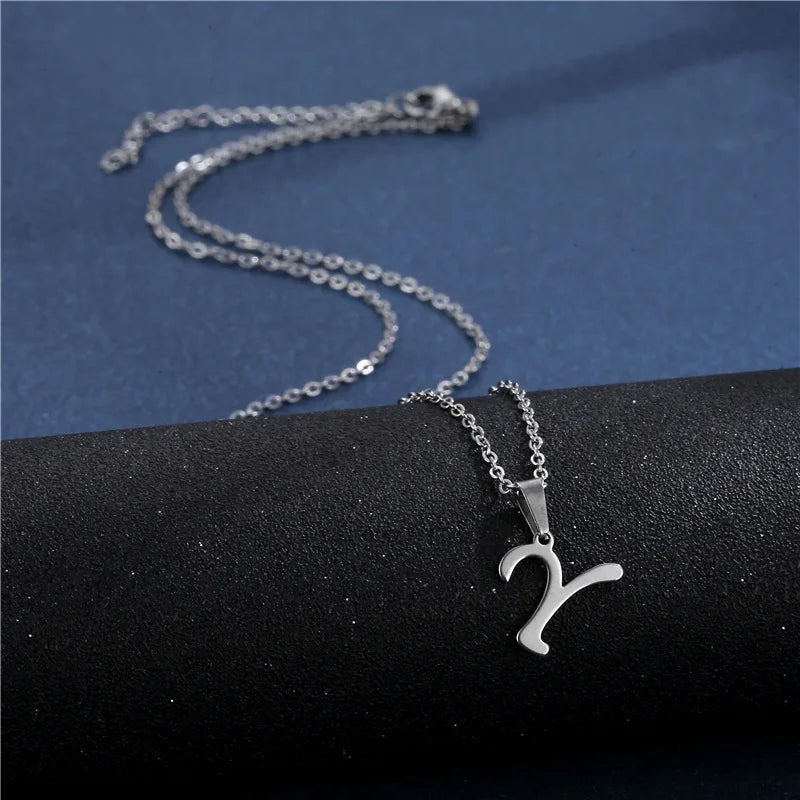 Letter Stainless Steel Letter Glossy Choker Necklaces