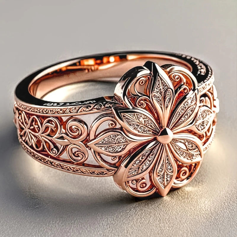 Gorgeous Ring Aesthetic Flower Engraved Charming Chic Rings