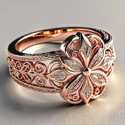 Gorgeous Ring Aesthetic Flower Engraved Charming Chic Rings