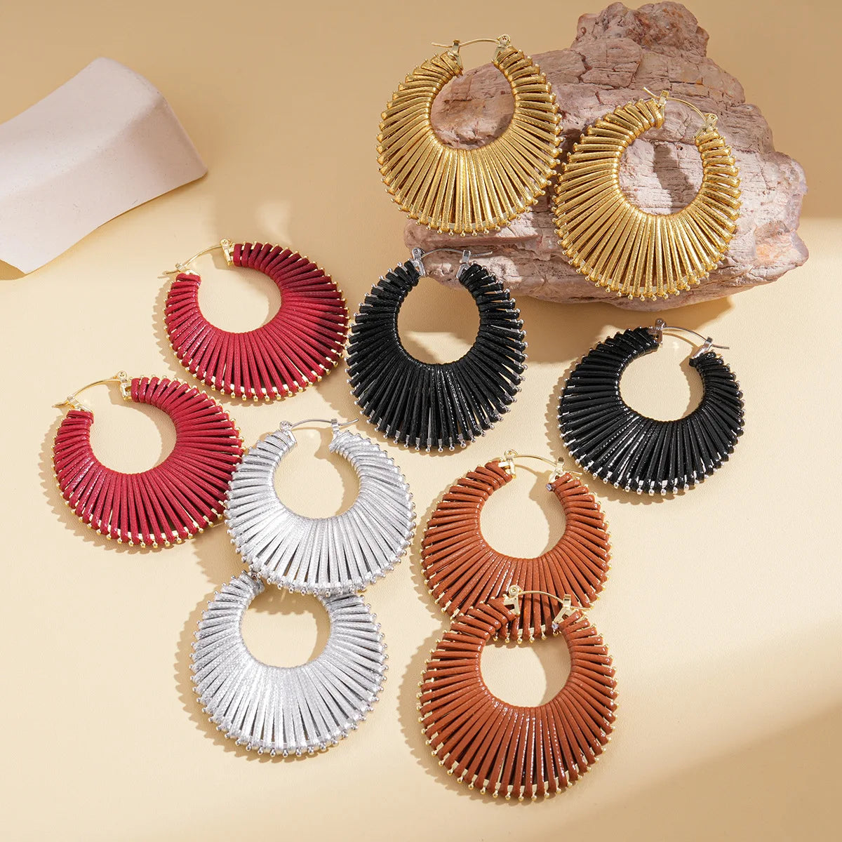 Bohemian Braided Hollow Hoop Geometric Round Earrings
