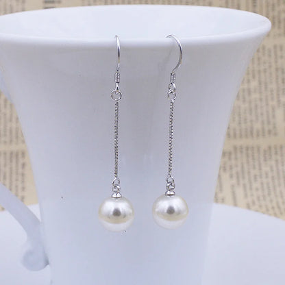 Gold Bridal Drop Simulated Pearl Crystal Statement Earrings