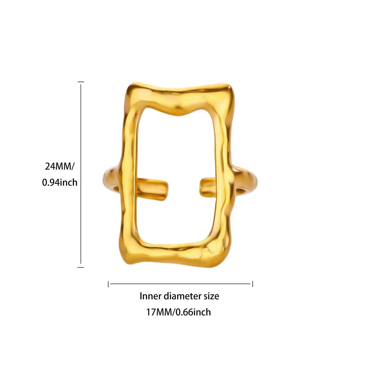 Stainless Steel Irregular Wave Creative Gold Open Punk Rapper Rings