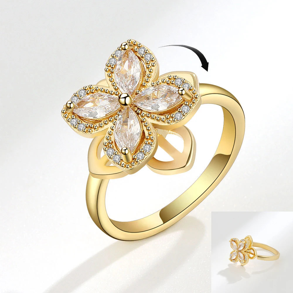 DANA 925 Silver Sunflower Diamond Zircon Ring