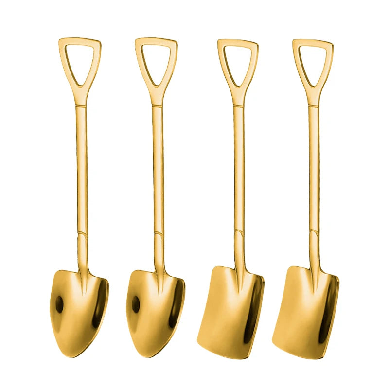 4pcs Stainless Steel Shovel & Point Spoons Set