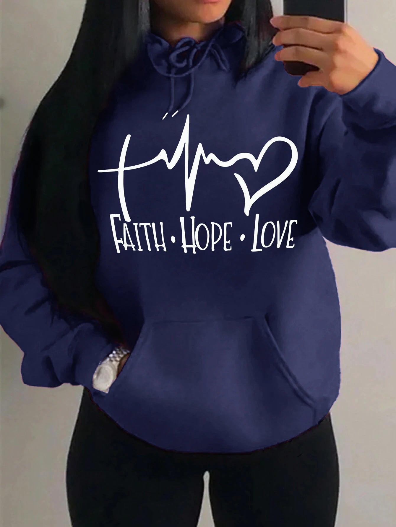 Faith Hope Love Letter Graphic Fleece Pullover