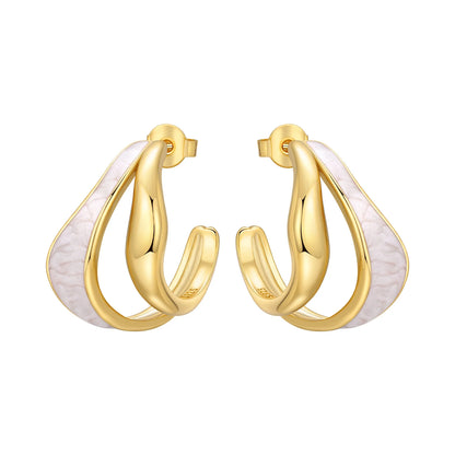 S925 Sterling Silver Zircon 18K Gold Lining Vintage Hoop Earrings