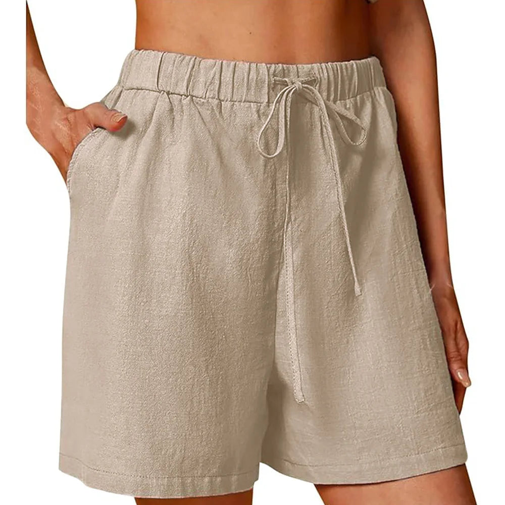 Casual Cotton Linen Straight Jogging  Shorts