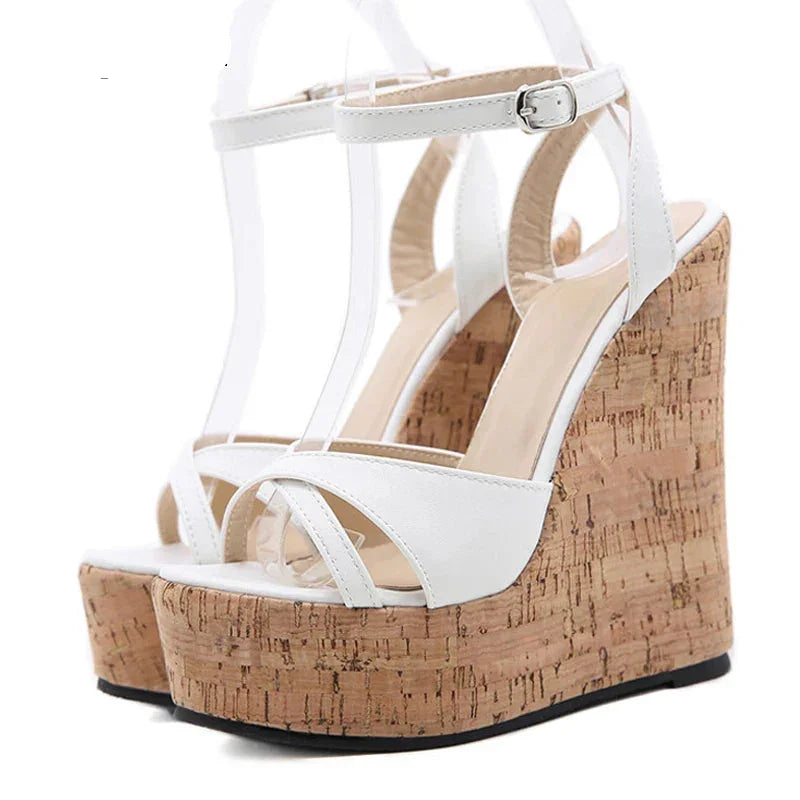 High Heels Hollow Out Buckle Wedges Shoes
