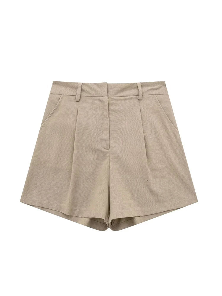Casual High Waist Wide Leg Shorts Sets