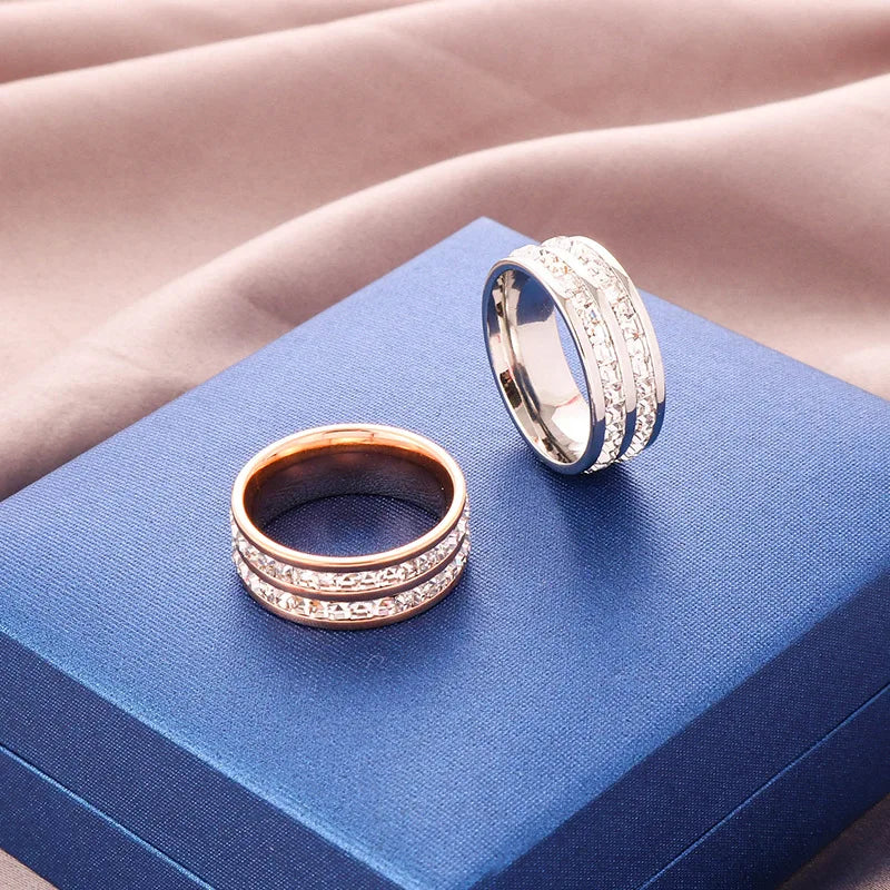 DANA White Stones Stainless Steel Zircon Ring