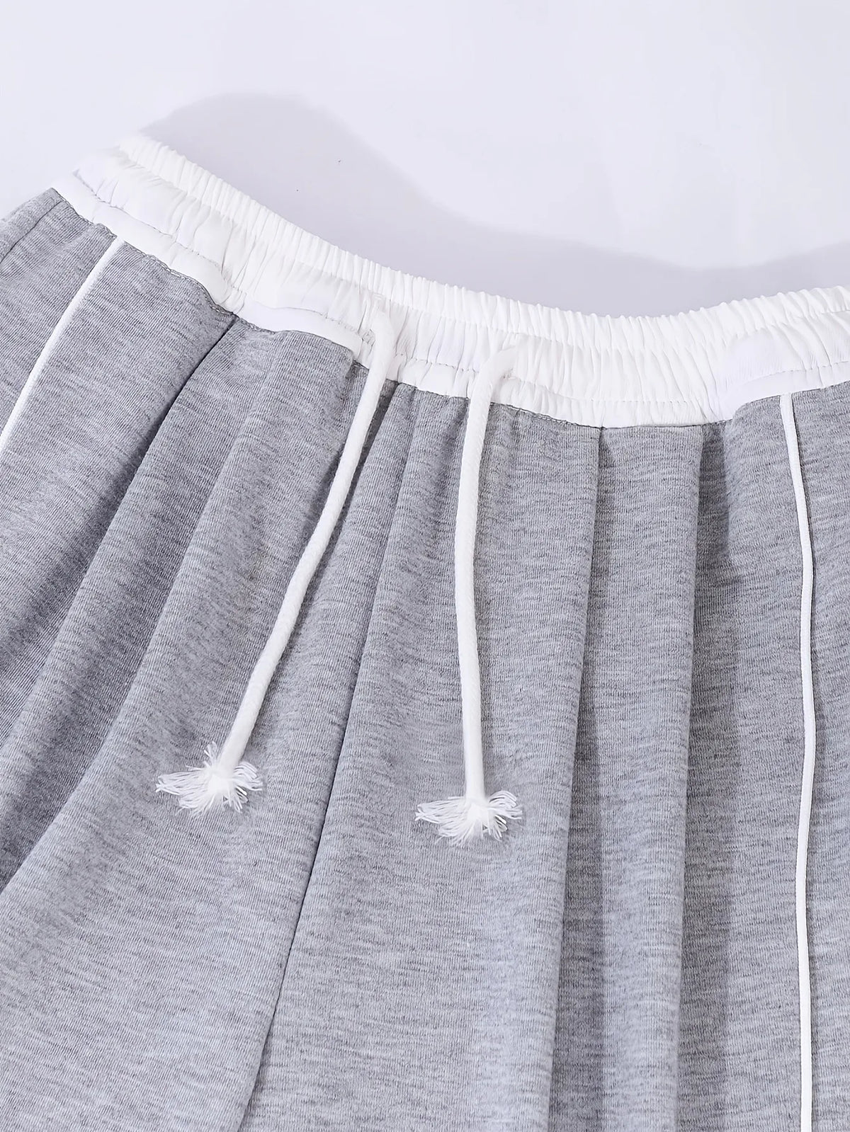 Contrast Line Drawstring Waist Baggy Wide Leg Casual Sport Sweatpants