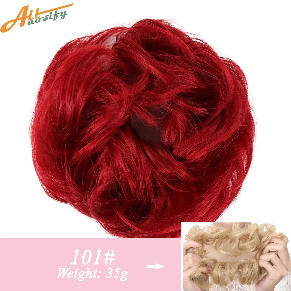 Natural Curly Messy Bun Hair Wigs