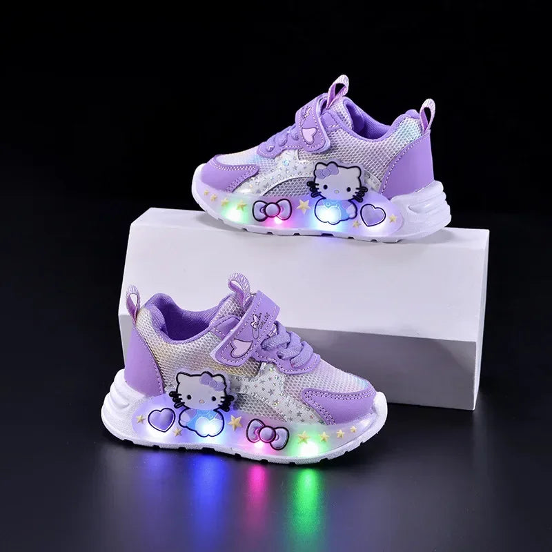 Led Light Cartoon PU Leather Flat Bottom  Sneakers