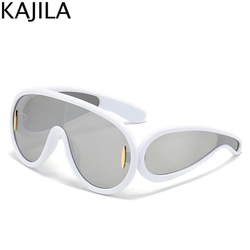 Oversized Wave Mask Luxury Steampunk Sunglasses