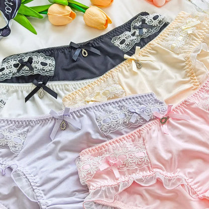 Lolita Cute Lovely Sweety Panties Milk Silk Breathable Elasticity Ruffle Underwear