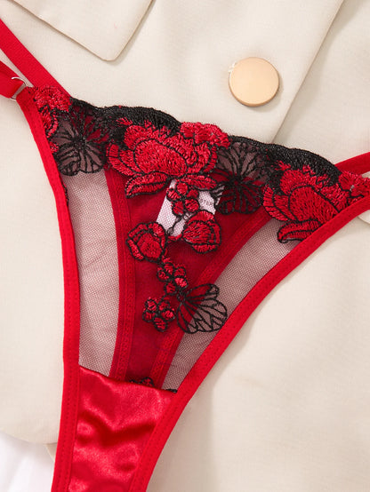 Two-piece embroidered bra set