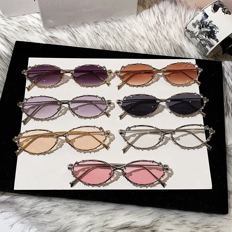 Diamond Luxury oval Rhinestone Sun Glasses