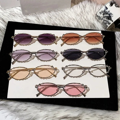Diamond Luxury oval Rhinestone Sun Glasses