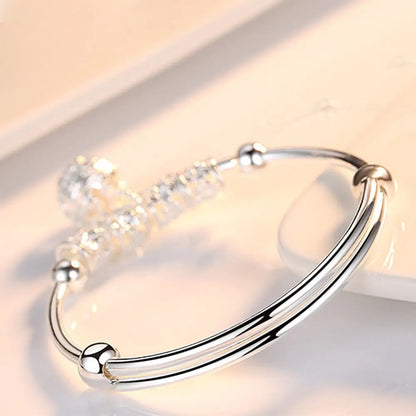 DANA Silver Hollow Bells Ball Bangles Bracelets