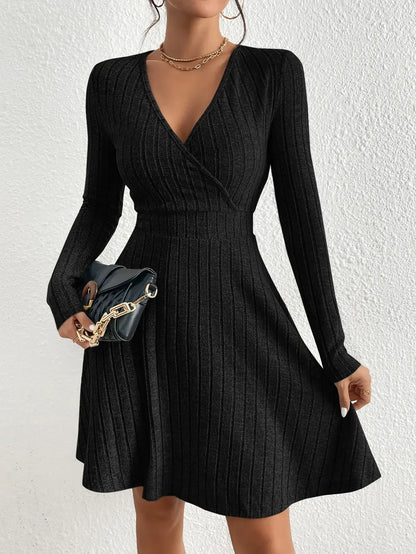 V-neck Sexy Big Swing Long-sleeved Dress