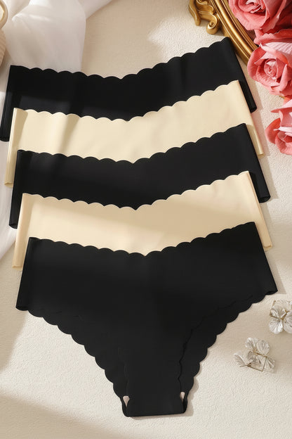 5PCS Seamless Wavy Edge Underwear Breathable Briefs G-String