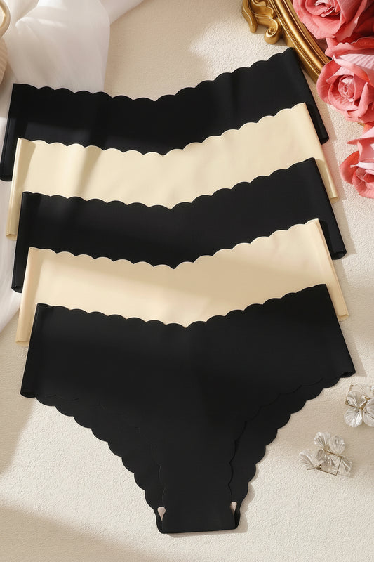 5PCS Seamless Wavy Edge Underwear Breathable Briefs G-String