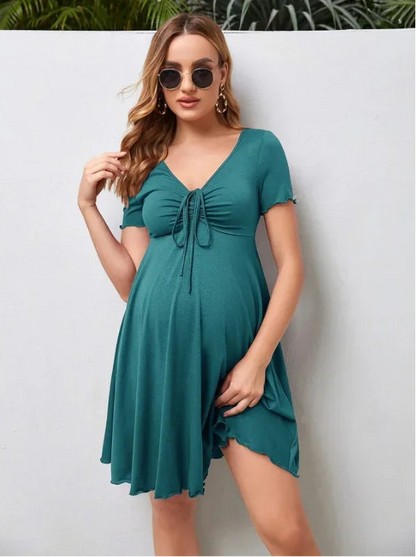 Maternity V-neck Loose Plus Size Pregnant Dress