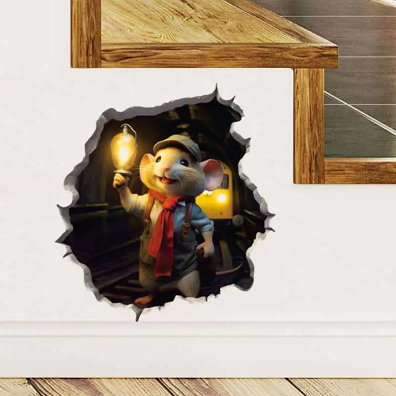 Cartoon Cute Little Mouse Hole Wall Stickers