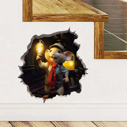 Cartoon Cute Little Mouse Hole Wall Stickers
