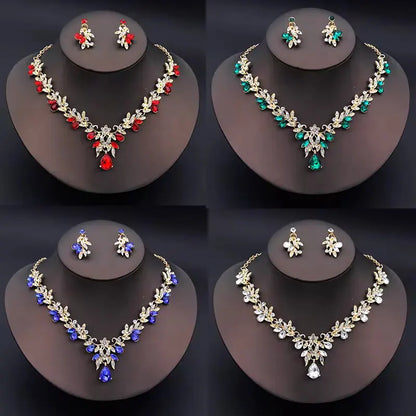 Cross Mirror Exaggerated Gemstone Necklace Set
