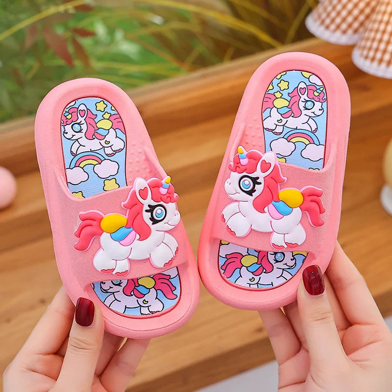 Girls Slippers Soft Bottom Anti-Slip Cute Unicorn Bathing
