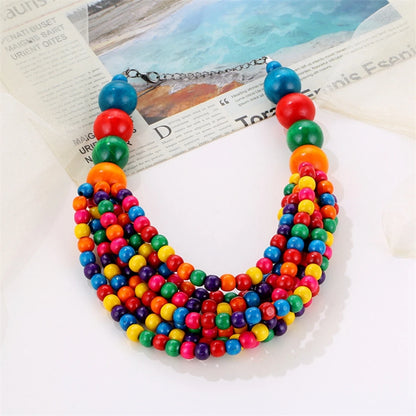 African Bohemian Wooden Bead Handmade Necklace
