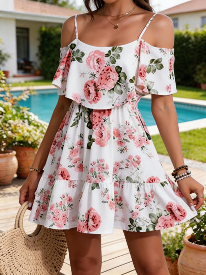 European Style Floral Print Dress