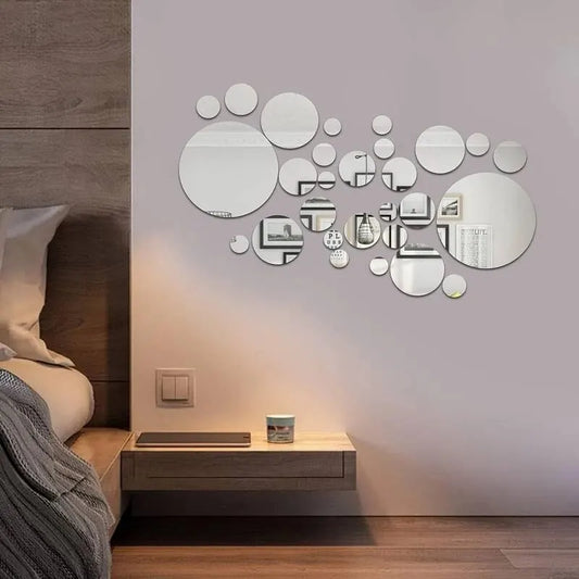 26 PCs 3D Acrylic Mirror Wall Sticker Wall Decoration