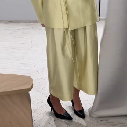 Long Sleeve Jacket High Waist Straight Trousers Casual Chic Sets