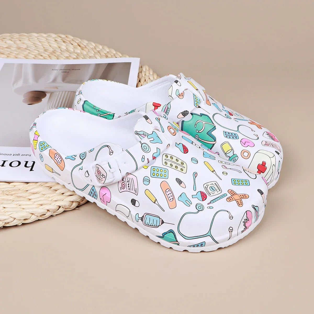 Cartoon Printing Adjustable Buckle Indoor Slippers
