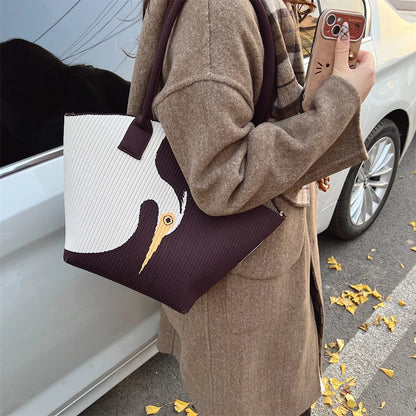 Bird Design Knitted Shoulder Bags