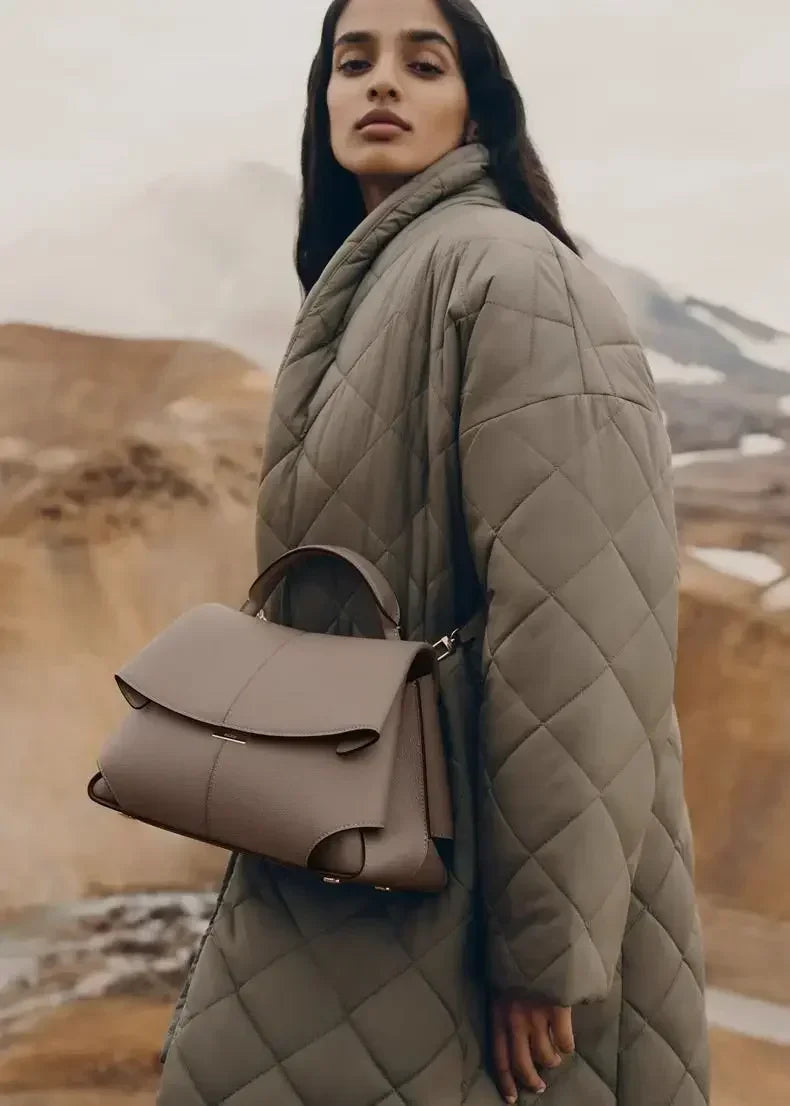 Leather pleated handbag