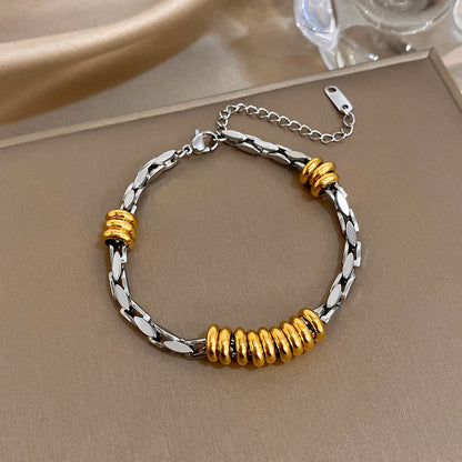 Chubby Hollow Circle Beads Geometric Chain Stainless Steel Bracelets