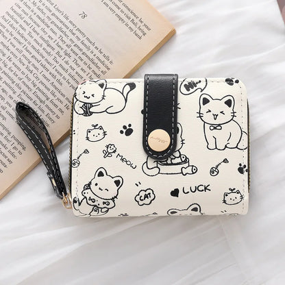 Cat Coin Short Wallet Leather Wallet