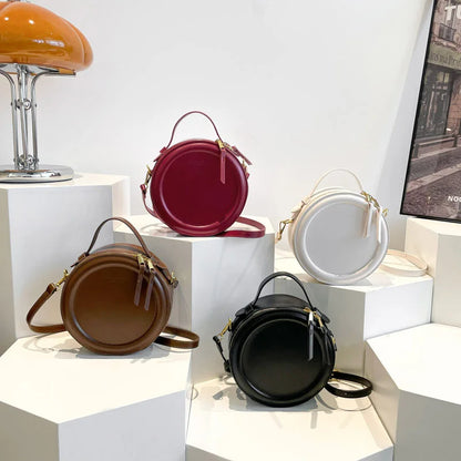 Crossbody Round Small Handbag Leather Shoulder Bag