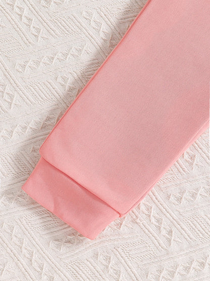 Spring and Autumn letter printed pink hooded sweatshirt+white vest+pink pants