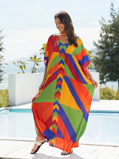 Plus Size Loose Fit Moroccan Batwing Kaftan Beach Dress