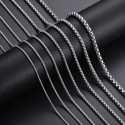 Stainless Steel Chain Round Box Necklace