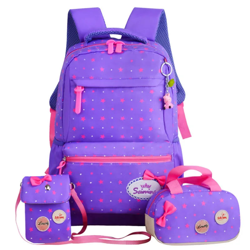 3PcsTeenagers girls Lightweight waterproof school bags