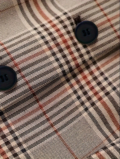 Commuting V-neck Checkered Office Professional Slim-fit Suit Vest