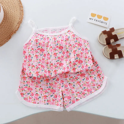 Girls Summer New Baby Sleeveless Cotton Set