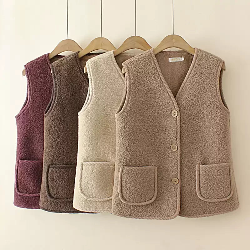 Fleece Thickened Lamb Wool Waistcoat Plus Size Sleeveless Jacket Vest